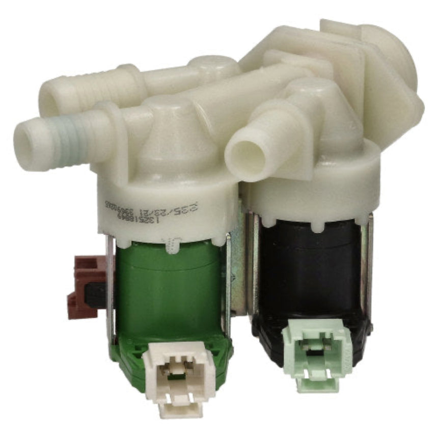 Mechanical valve with various ports and connectors on a white background