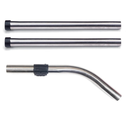 Set of metal pipes with different shapes on a white background