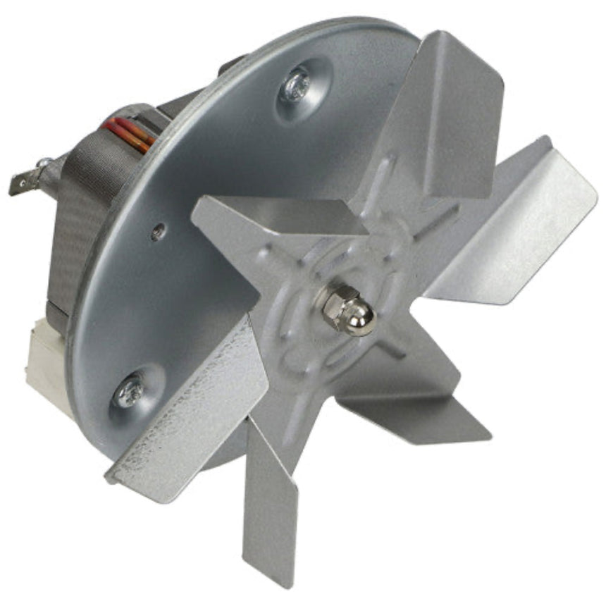 Metallic fan motor on a white background