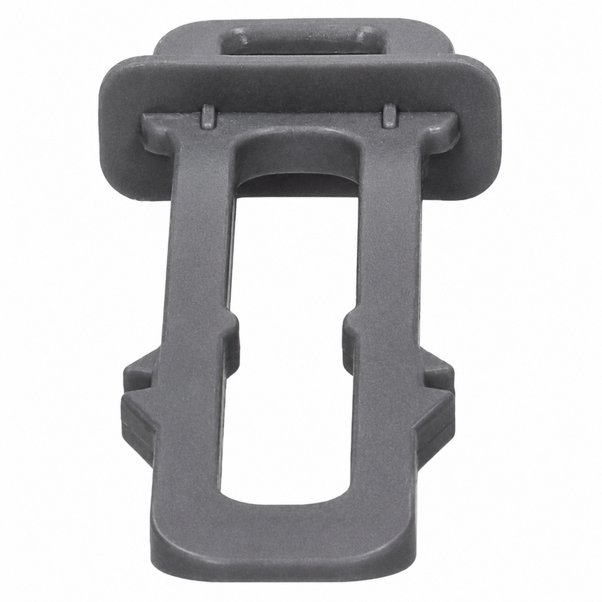 A dark gray plastic replacement part, likely a clip or connector component, shown against a plain white background.