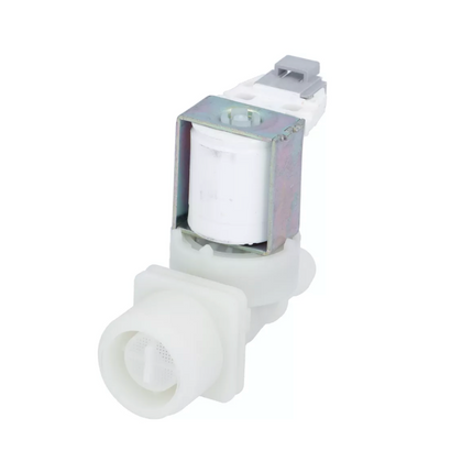 White mechanical component with metallic top on a white background