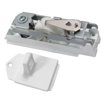 Mechanical door lock mechanism on a white background