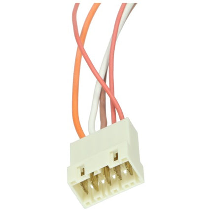 Wire connector with three colored wires on a white background