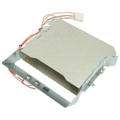 Electrical component with beige insulating material and metal frame on a white background