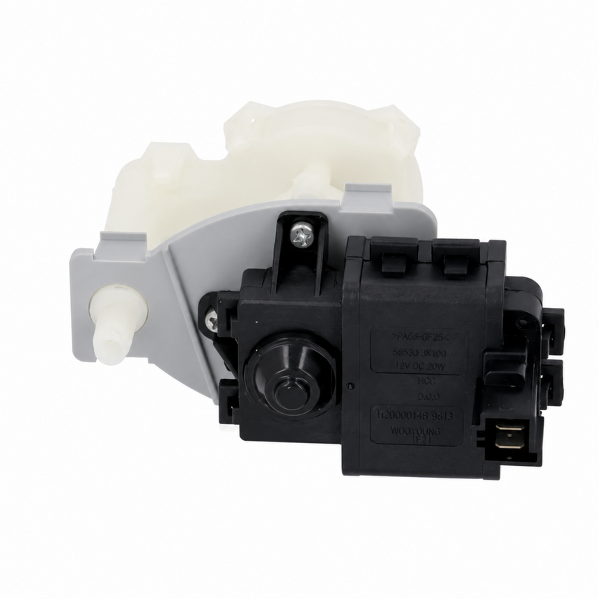Mechanical pump assembly on a white background