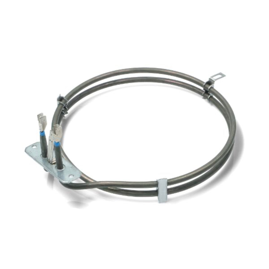 Metal heating element with connectors on a white background