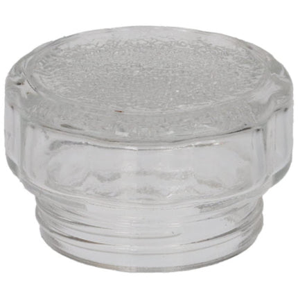 Clear glass jar lid on a white background