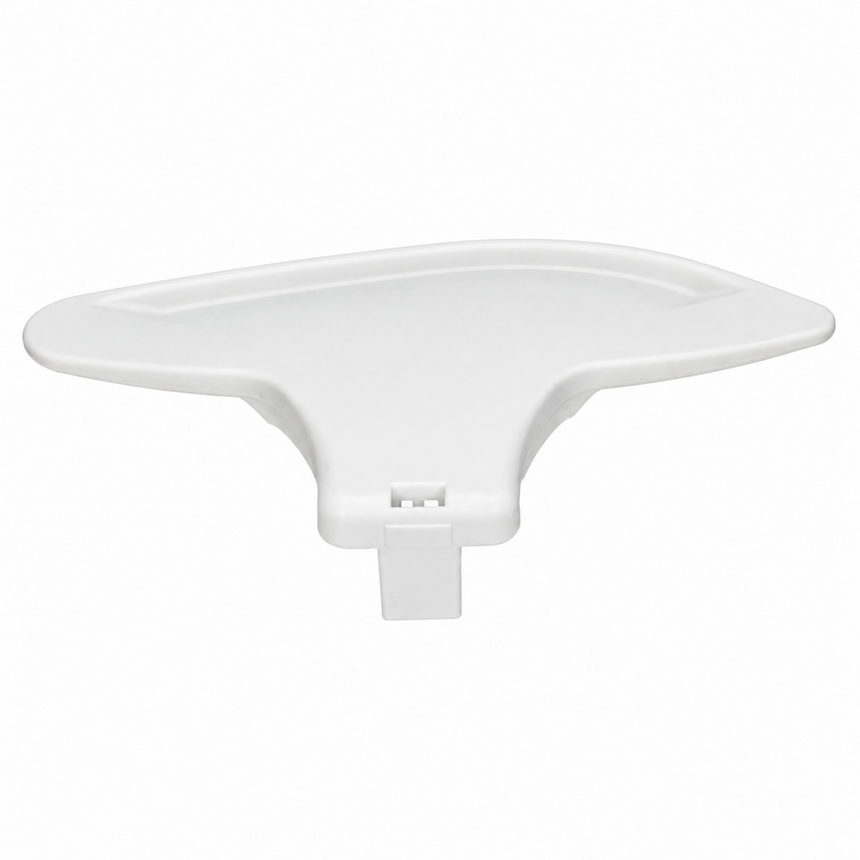 White plastic component on a white background