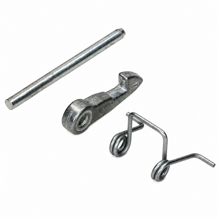 Set of metal components on a white background
