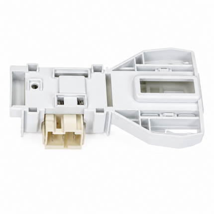 White plastic appliance replacement part with a beige connector, shown on a plain white background.