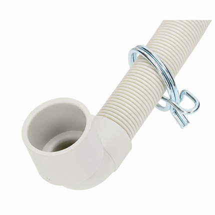 Complete dishwasher drain hose replacement with ribbed flexible pipe, straight connector, elbow end and metal clamp
