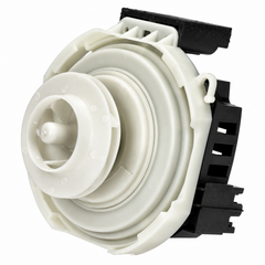 A white plastic appliance replacement part with black plastic mounting brackets, shown on a solid white background.