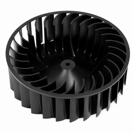 A black plastic multi-rib cooling fan blade, commonly used for microcontrollers or small electronics, shown on a solid white background.