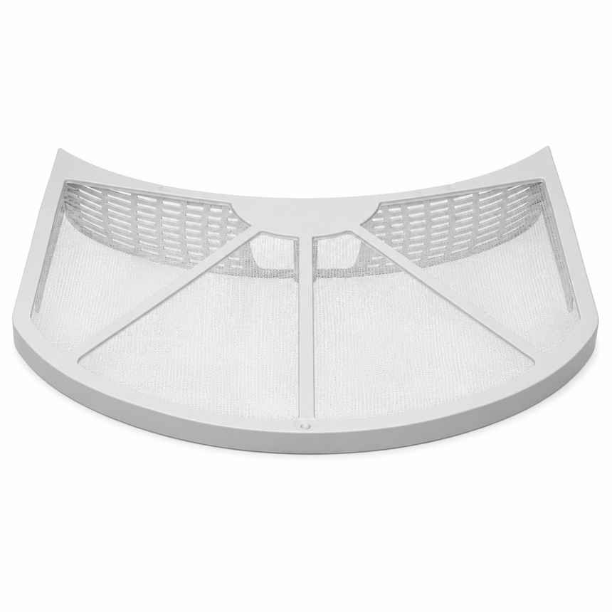 A white curved mesh filter screen with a solid outer frame, shown on a clean white background.