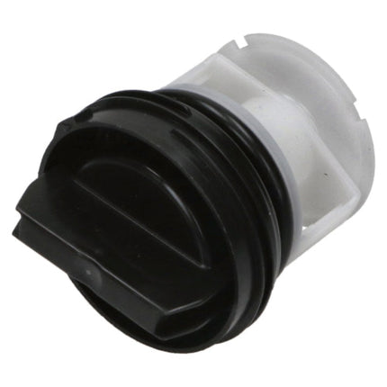 Black and white plastic component on a white background