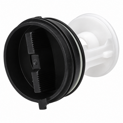 A replacement plastic filter component with a black front mesh screen and a white circular backing, shown on a plain white background.