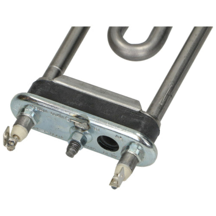 A metal heating element coil with a rectangular mounting bracket, threaded terminals, and a U-shaped tube section, shown on a plain white background.