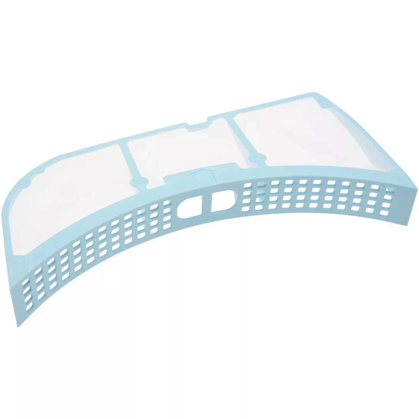 Blue plastic basket with white interior on a white background