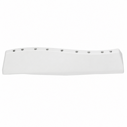 A white plastic replacement part with a wavy profile and a row of circular holes along the top edge, shown against a plain white background.