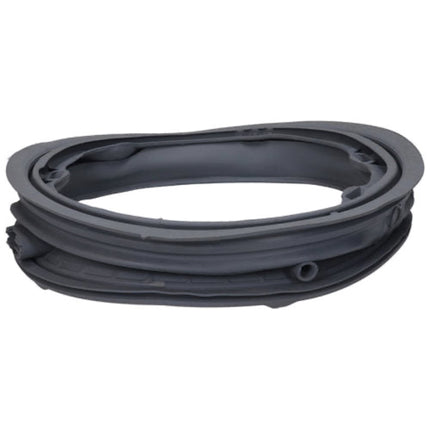 A dark gray rubber gasket or seal, shown coiled on a plain white background.