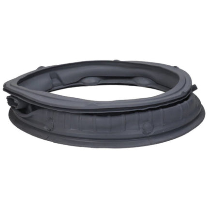 A dark gray rubber gasket or seal ring, shown from a three-quarters perspective on a solid white background.