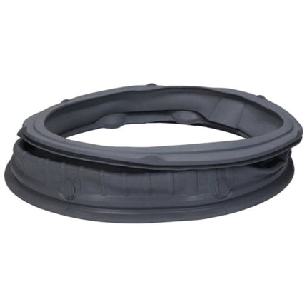 A dark gray circular rubber gasket or seal ring, photographed on a solid white background.