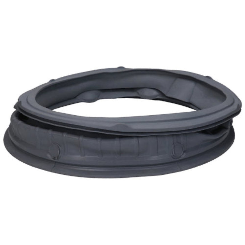 A dark gray circular rubber gasket or seal ring, photographed on a solid white background.