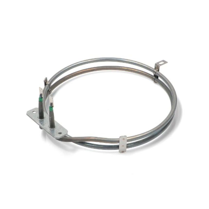 Metal heating element with wires on a white background