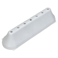 White plastic cover with multiple holes on a white background