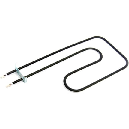 Heating element with black coils and connectors on a white background