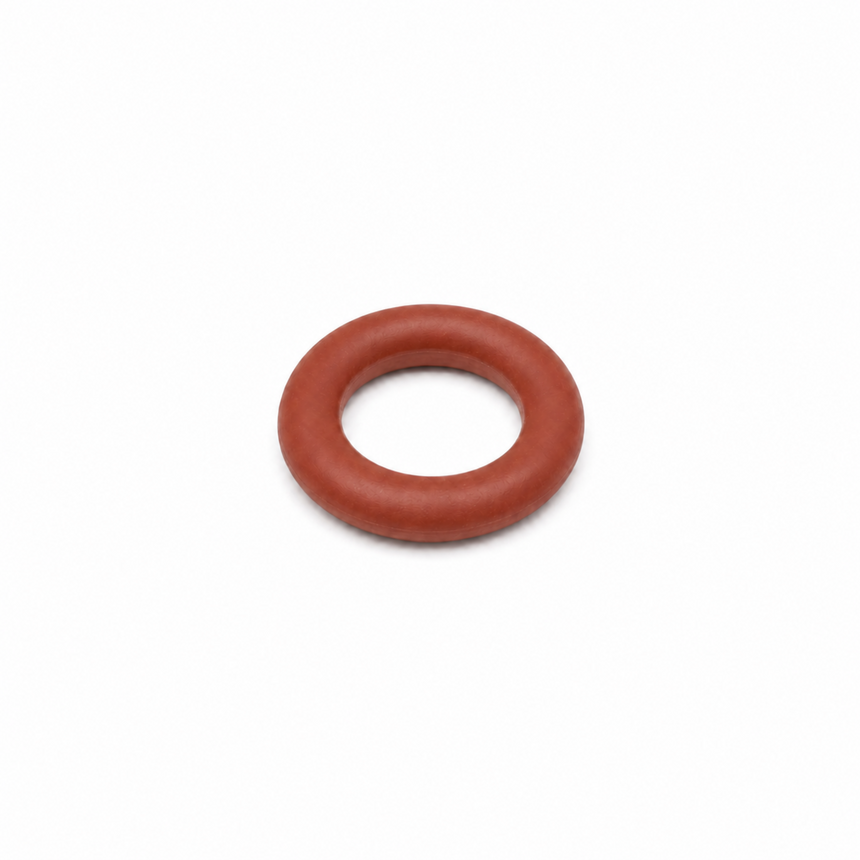 Red rubber O-ring on a white background