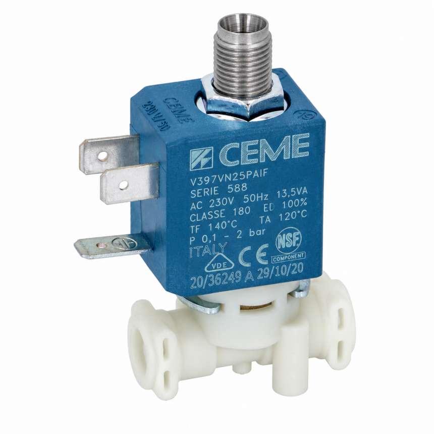Blue valve actuator with CEME branding on a white background