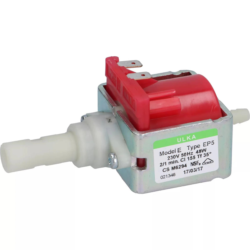 Electrical component with red and white design on a white background