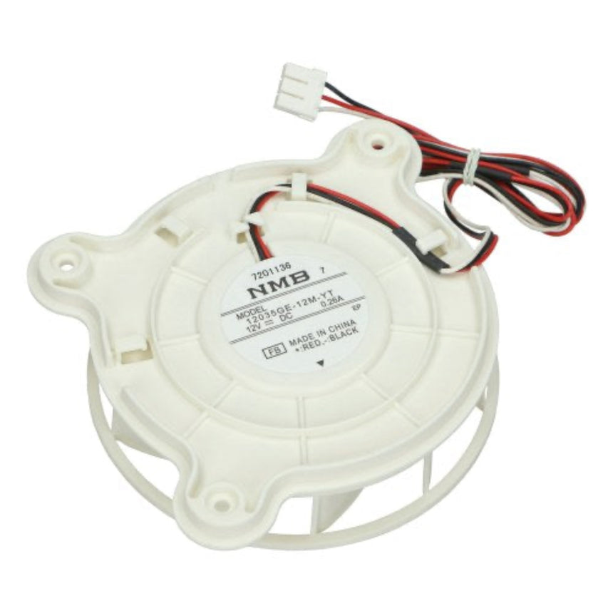 White fan motor with NMB branding on a white background