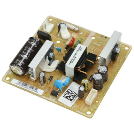 Electronic circuit board with various components on a white background