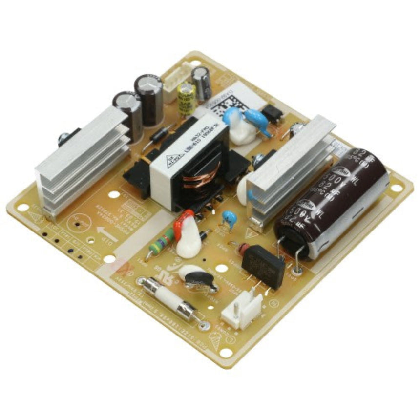 Electronic circuit board with various components on a white background