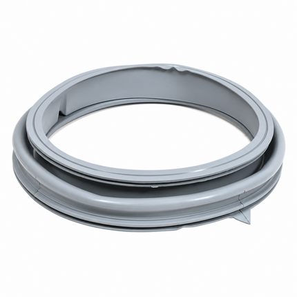A light gray plastic appliance seal or gasket ring, photographed on a clean white background.