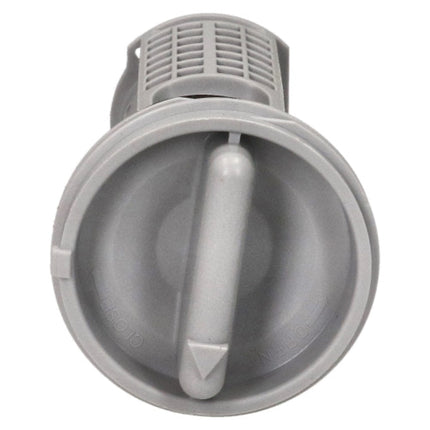 A gray plastic replacement filter or component with a circular base, central vertical tube, and vented top section, shown on a plain white background.