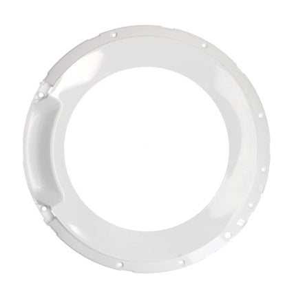 Circular white plastic component on a white background