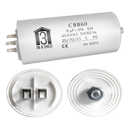 Capacitor 9uF on a white background