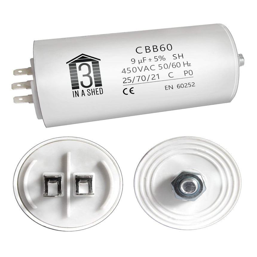 Capacitor 9uF on a white background