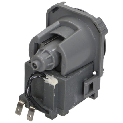 A gray plastic replacement water dispenser valve assembly with metal terminals and a black wire, shown on a plain white background.
