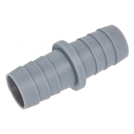 A gray plastic quick-connect hose barb with a ribbed design, shown on a plain white background.