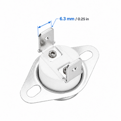 Mechanical component with measurement details on a white background