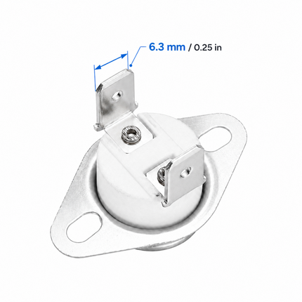 Mechanical component with measurement details on a white background