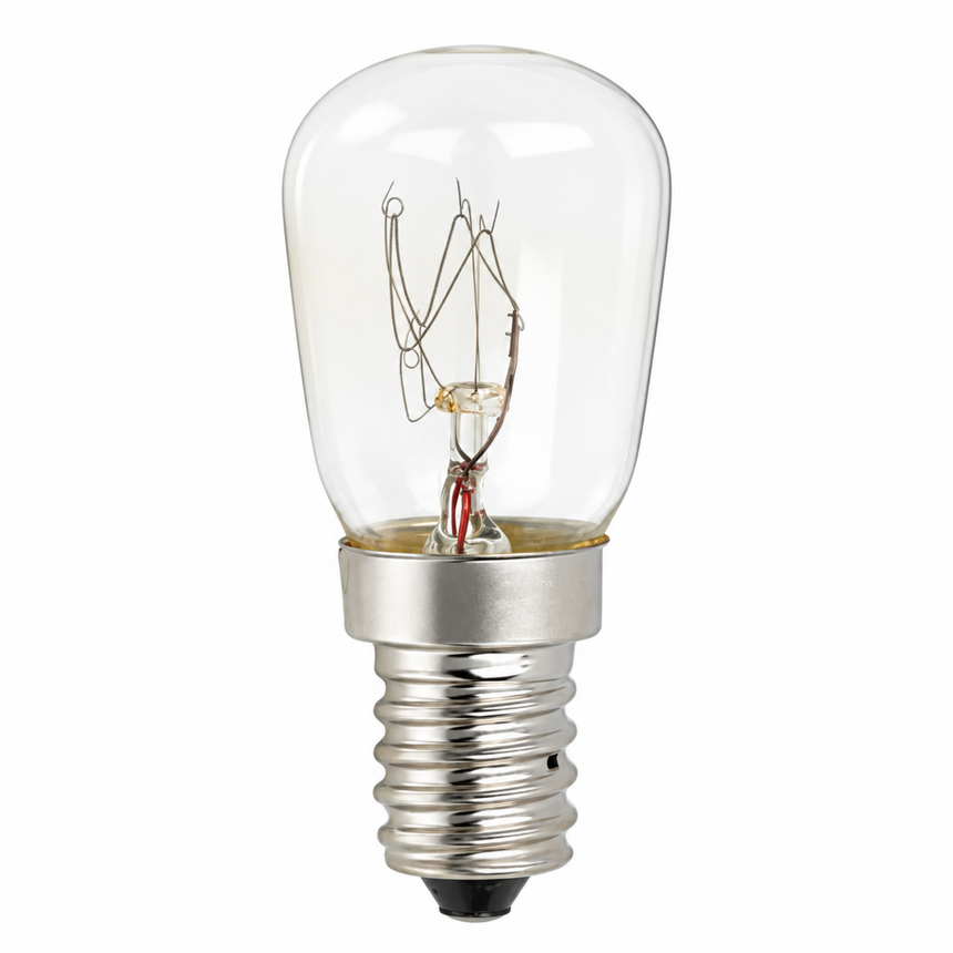 A clear glass filament light bulb with a silver metal screw base, shown against a plain white background.
