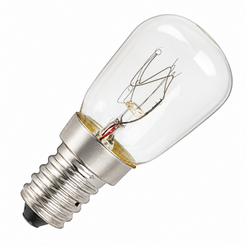 A clear glass filament light bulb with a silver metal screw base, shown on a plain white background.
