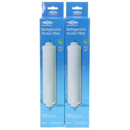 Two refrigerator water filter packages on a white background