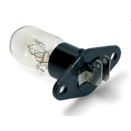 Car headlight bulb with black holder on a white background