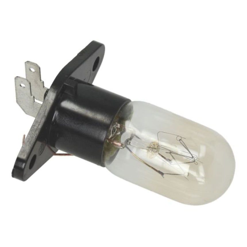 Light bulb with black base on a white background